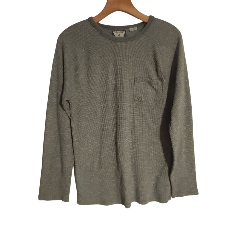 Volcom Thermal‎ Upgrade Thermal Lightweight Green Waffle Knit Mens Small
